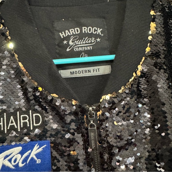 Hard Rock Cafe Black and Gold Sequin Jacket - Picture 2 of 14
